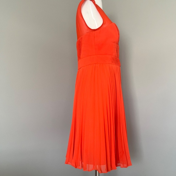 Karen Millen Orange Chiffon Cocktail Pleated Sleeveless Elegant Dress 10 Large - Picture 5 of 15